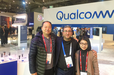 Abardeen Brings 4G Connectivity to its First Kids Smartwatch Powered by Qualcomm Snapdragon Wear Platform, Shenzhen Continental Wireless Co.,Ltd Marketing Director Ricky Wong (on the left), Qualcomm Technologies, Inc. Senior Director, Product Management Pankaj Kedia (in the middle)