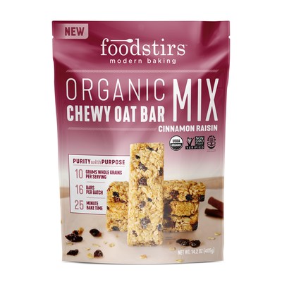 With Foodstirs’ new Organic Chewy Granola Oat Bar Baking Mix line, which will be exclusive to Whole Foods Market nationally beginning April 2018, simply add water and oil to the mix and you are ready to bake 16 bars in 25 minutes that deliver 10g of Whole Grains per serving and amazing “from scratch taste.” The 14.7-oz. packages of dry mix come in Very Berry Chocolate Chip, Cinnamon Raisin and Chocolate Coconut flavors and retail for $4.99-$5.99 per bag.