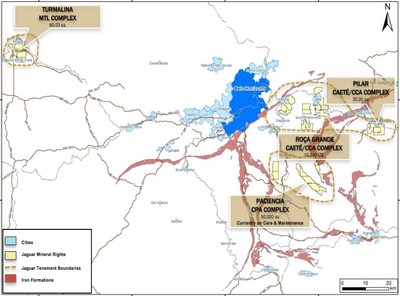 Figure 1: Locations of Jaguar´s Mining and Processing Complexes (CNW Group/Jaguar Mining Inc.)