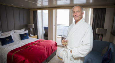 Mervyn Wheatley in grills stateroom after rescue by captain and crew of Queen Mary 2