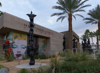 Large-scale bronze sculpture by American Jazz musician and abstract expressionist artist Herb Alpert at Heather James Fine Art in Palm Desert, California.