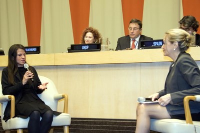 Colombian entrepreneur Jessica Hernandez, left, with María Emma Mejía, Permanent Representative of Colombia to the UN