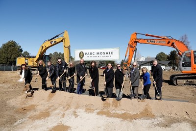Aimco leaders, Boulder community members, and project partners break ground for Parc Mosaic, a new 226-apartment home community in Boulder, CO.