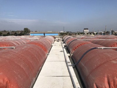 A biogas technology pavilion is planned to meet Asia-pacific countries\' renewable energy policy. The picture shows biogas storage tanks for gas digester. (Provided by Industrial Technology Research Institute)