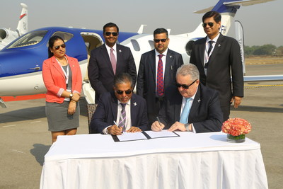 Honda Aircraft Company and Arrow Aircraft sign authorized sales representative agreement at Wings India in Hyderabad, India on March 8th, 2018.