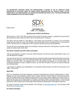 SDX ENERGY INC. ("SDX" or the "Company") - Gas Discovery at SAH-2 well, Morocco