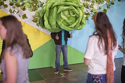 SXSW visitors put themselves right at the center of modern agriculture - from a dairy to a vertical farm to an algae farm - as seen from inside a giant head of lettuce. The Food Effect, an experience by Land O'Lakes, Inc., is open to the public March 9 through 12 and is located near the Austin Convention Center. (Photo courtesy of Land O'Lakes, Inc.)
