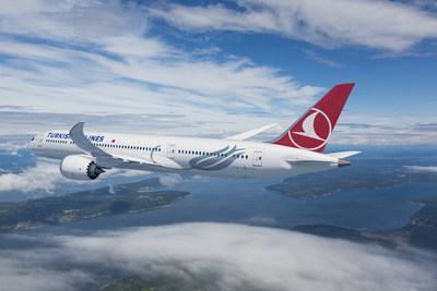 Boeing [NYSE:BA] and Turkish Airlines announced they have finalized a firm order for 25 787-9 Dreamliners with options for five more airplanes. This rendering shows the airplane in Turkish Airlines livery. (Boeing illustration)