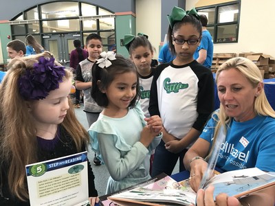LyondellBasell helps students at K.E. Little Elementary select their favorite books to take home.