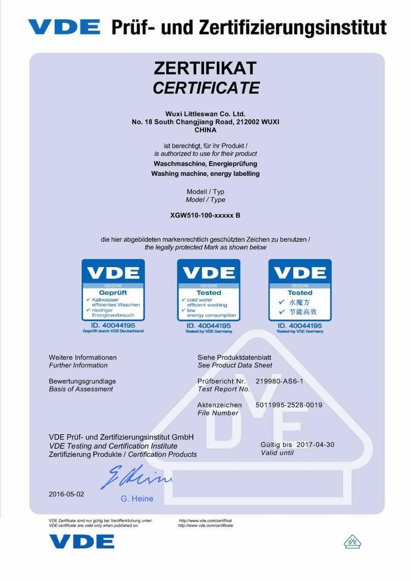 VDE certificate