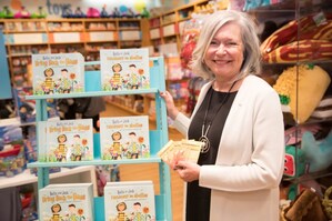 Canadian Author, Paulette Bourgeois showcasing Bella and Jack Bring Back The Bees and wildflower seeds from Honey Nut Cheerios