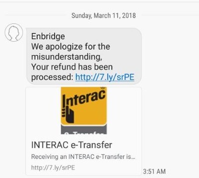 Enbridge Gas is advising customers of a text messaging scam. (CNW Group/Enbridge Gas Distribution)