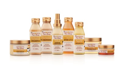 For the new Pure Honey collection, Creme of Nature pairs natural honey with creamy certified natural shea butter to seal in the moisture and rich coconut oil to seal the hair cuticle. The Pure Honey collection ? with its creamy, lush formula and aromatic fragrance ? includes shampoo, conditioner, hair mask, leave-in conditioner, detangler, setting lotion, twisting cream and edge control gel.