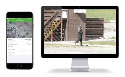 Gunshot detection alert on app and live video on UI