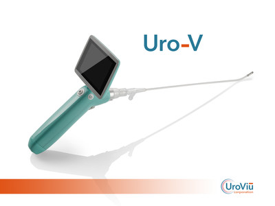 Uro-V is a portable, diagnostic cystoscope with a self-contained, reusable video electronics handle and a detachable, single-use cannula with LED and high-resolution camera at the tip.  The cannula is slim and hydrophilic coated for patient comfort and tolerability.  The cannula is single-use to eliminate cross-contamination.