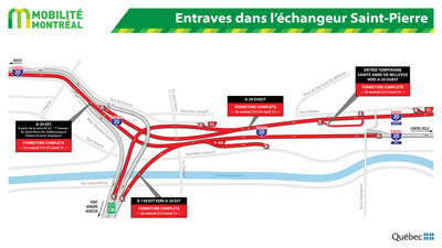Entraves dans l'changeur Saint-Pierre (Groupe CNW/Ministre des Transports, de la Mobilit durable et de l'lectrification des transports)