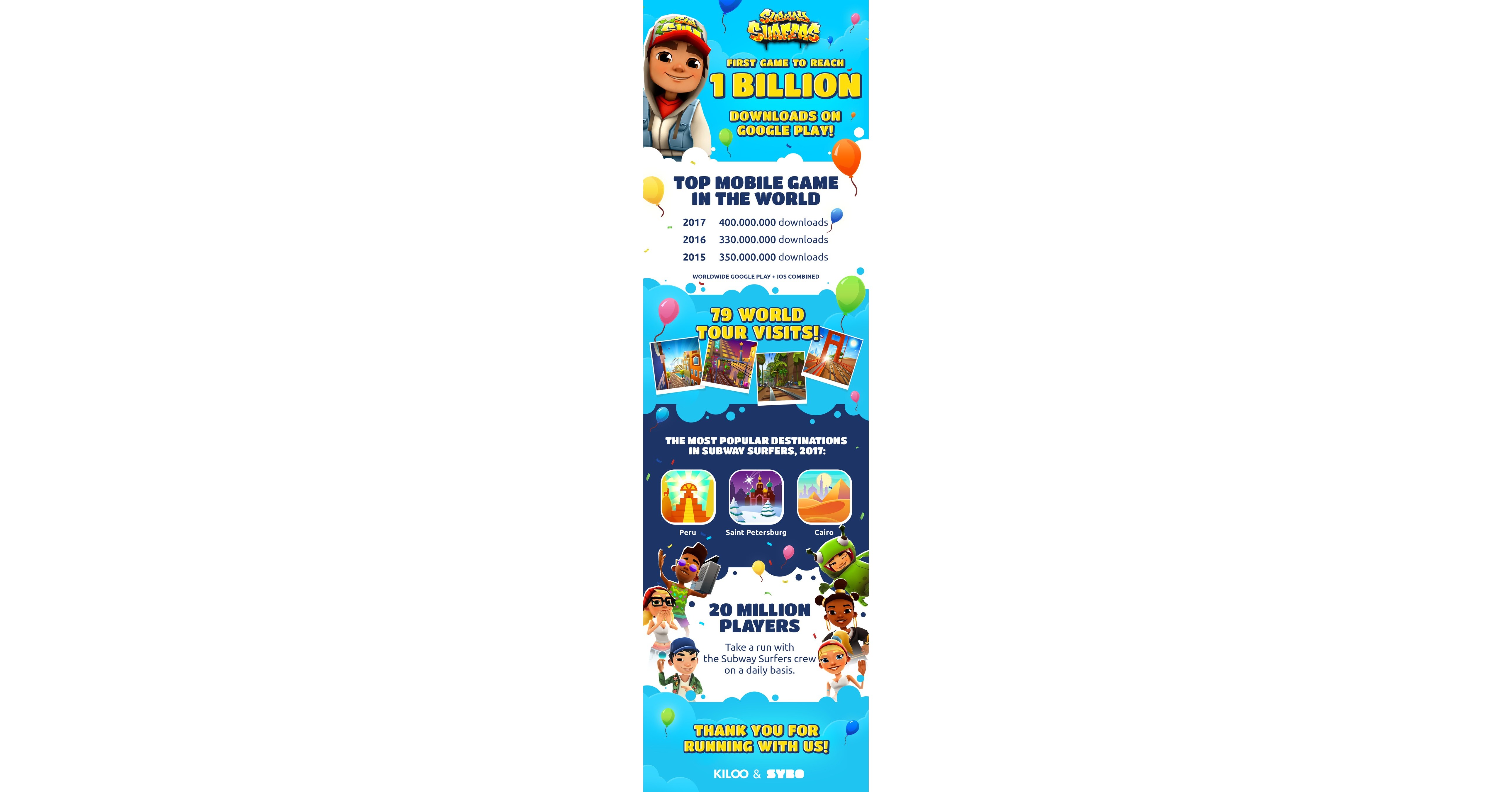 Subway Surfers is the first game to exceed 1 billion downloads