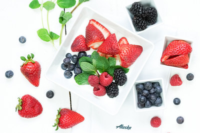 A flavorful new First Class menu will start flying this week on Alaska Airlines, including the Greek Yogurt with Berries. Honey-infused Greek yogurt with fresh strawberries, blueberries, raspberries, and blackberries.