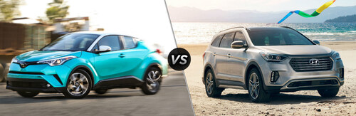 The 2018 Toyota C-HR is available at Arlington Toyota, and is compared against the 2018 Hyundai Santa Fe.