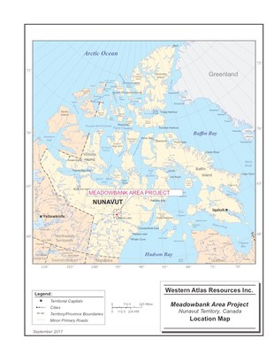 Western Atlas Resources Inc. - Meadowbank Area Project - Location Map (CNW Group/Pacific Topaz Resources Ltd.)