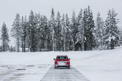 The car is driven several times on a 30 metre track lined with rumble strips at a speed of between 20 and 30 km/h to detect possible noises (PRNewsfoto/SEAT)