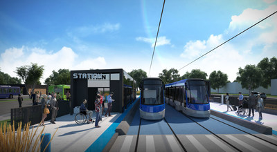 Rseau structurant de transport en commun - Tramway - Station d'change (Groupe CNW/Ville de Qubec)
