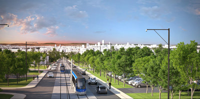 Réseau structurant de transport en commun - Tramway -  Trait Carré, secteur Charlesbourg (Groupe CNW/Ville de Québec)