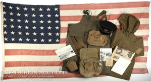 WWII D-Day Flown Invasion Flag of LST 314 &amp; Archive of D-Day Veteran Lt. Henry Oakes