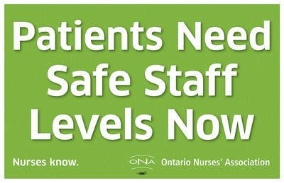ONA members will rally today against RN cuts, waving placards such as these. (CNW Group/Ontario Nurses Association)