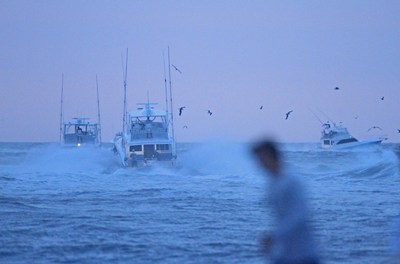 Boats depart the Ocean City, MD Inlet for the 2017 White Marlin Open Tournament. Image Credit: Hooked On OC