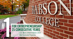 Babson College MBA Ranked No. 1 for Entrepreneurship for the 25th Consecutive Year by U.S. News &amp; World Report
