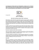 SDX ENERGY INC. ("SDX" or the "Company") - SAH-2 Well Test Results &amp; Spud of LNB-1 well, Morocco