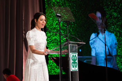 Actress and producer, Aubrey Plaza, shares her personal story and passion for 4-H during the 9th annual National 4-H Council Legacy Awards on Tuesday, March 20, 2018, in Washington. (AP Images for National 4-H Council)