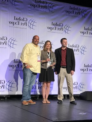 Award Presented to Bentley's PetStuff owners Lisa and Giovanni Senafe by Mark Kalaygain Editor in Chief, Pet Business Magazine