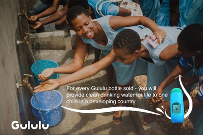 For every Gululu bottle sold - you will provide clean drinking water for life to one child in a developing country. (PRNewsfoto/Gululu)