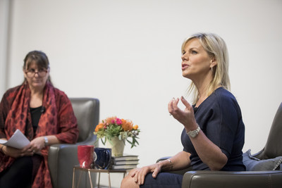 Journalist Gretchen Carlson joined Robbin Crabtree, Ph.D., dean of Loyola Marymount University's Bellarmine College of Liberal Arts, for the Alliance of Women Philanthropists' Inaugural Speaker Series on Wednesday, March 21, 2018. Photo credit: Loyola Marymount University