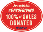 On Wednesday, March 28: Jersey Mike's Donates 100 Percent of Sales to Local Charities