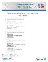 Principaux projets de la région de la Côte-Nord (Groupe CNW/Cabinet de la ministre déléguée aux transports)