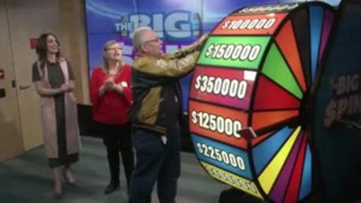 Video: Neil and Leona Freeman of Barrie spin THE BIG SPIN Wheel at the OLG Prize Centre in Toronto. The Freemans won a top prize with OLG’s INSTANT game – THE BIG SPIN.