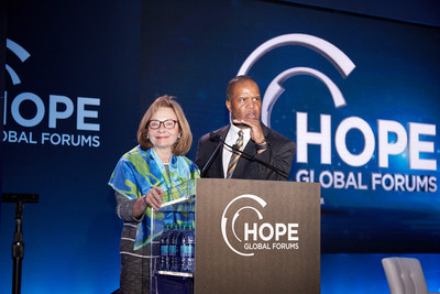 CIT Chairwoman and CEO Ellen Alemany with Operation Hope Founder and CEO John Hope Bryant announcing the Launch + Grow small business series.