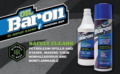 Husky Corporation introduces the Oil Baron line of products that eliminate petroleum stains in a fast, safe and environmentally friendly mannger.