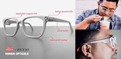 The first glasses designed to wear while eating Nissin Cup Noodles.