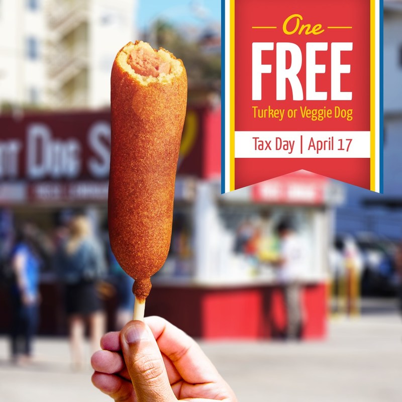 Hot Dog on a Stick™ to Treat Customers to One Free Original Turkey or Veggie Dog on Tax Day