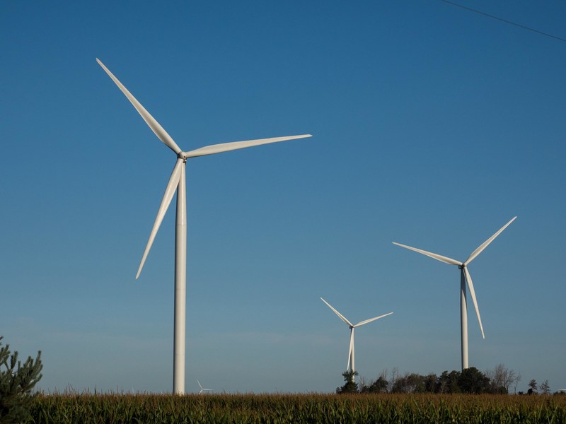 Turbines at DTE's Pinnebog wind park located in Huron County, Michigan.