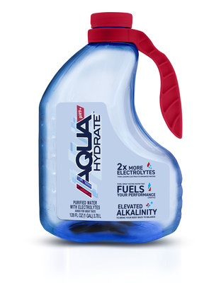 Limited time only, red-capped AQUAhydrate gallon.