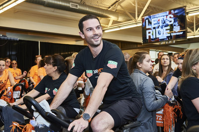 Alexander Rossi, TAG Heuer ambassador and professional race car driver, rode with rare cancer survivors, patients, caregivers, doctors and supporters at a Cycle for Survival event in New Jersey. 100 percent of every dollar raised goes directly to rare cancer research led by Memorial Sloan Kettering. TAG Heuer is the Official Timepiece and Official Timekeeper of Cycle for Survival. (Photo by Jennifer Pottheiser for Cycle for Survival)