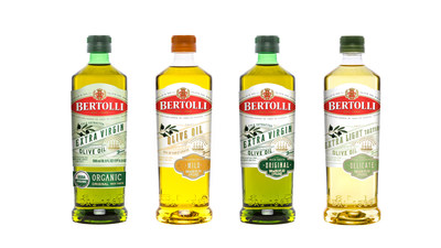 The shape of the new Bertolli extra virgin olive oil bottles represents the plazas of Lucca, Italy