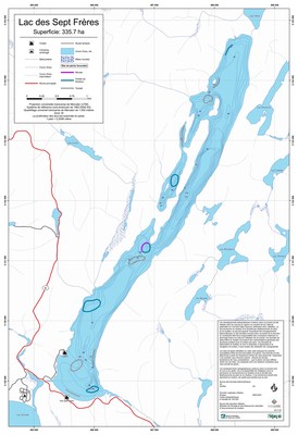 Ouverture des réservations de pêche à la journée : Des cartes optimisées pour favoriser le succès des pêcheurs. Carte du Lac des Sept Frères. (Groupe CNW/Société des établissements de plein air du Québec)