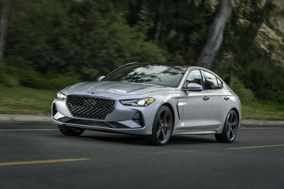 All-new 2019 Genesis G70 Sport Sedan with 3.3L twin-turbo V-6 engine and all-wheel drive, available in the summer of 2018.