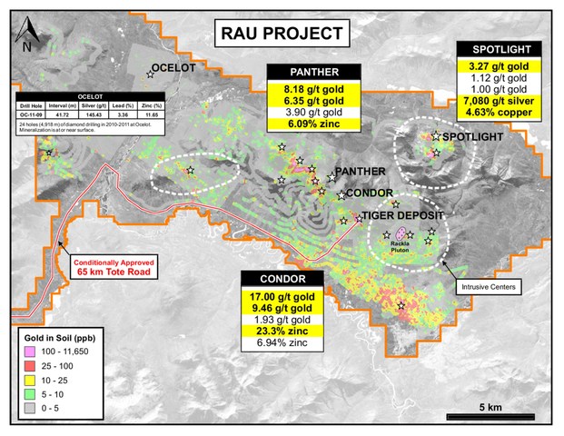 Rau Plan Map with Gold in Soil (CNW Group/ATAC Resources Ltd.)